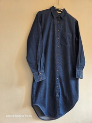 GERMAN ESMARA Denim Shirt Dress, Indigo Blue, Cotton, Lightweight Denim, Size M~L