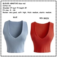 AB467142 Baju Atasan Crop Tank Top Rajut Wanita Korea Biru Blue Orange