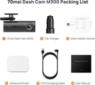 70mai Dash Cam M300 2k WDR กล้องติดรถยนต์อัจฉริยะ ความคมชัด 1296P มุมมองภาพ 140 องศา บันทึกขณะจอดรถ 