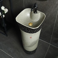 M-6/HF2X Vintage Art Integrated Floor-Standing Basin for Home Use, Small Apartment Wash Basin, Court