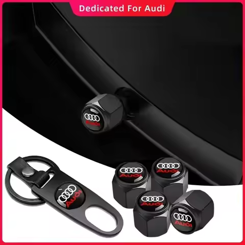 Car Styling Keychain Key Ring with Auto Tire Valve Caps Tyre Dust Cap Styling for Audi S A3 Q5 B9 B7