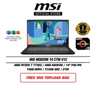 MSI Modern 14 C7M 412 (14" FHD IPS | R7-7730U | 16GB DDR4 | 512GB SSD | AMD Radeon | Win11 | MS Offi