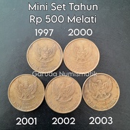 Mini Set Tahun 500 Rupiah Melati Kuning Tahun 1997 2000 2001 2002 2003