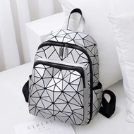 ❈ Issey Miyake Backpack Women 2023 New Fashion Trend Luminous Color Changing Western Style Miyake Diamond Travel Backpack Versatile School Bag
