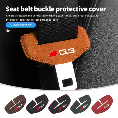 For Audi 2pcs Suede Car Seat Belt Buckle Cover Soft Anti Drop Protector Q5 A1 Q7 Q3 A8 Q2 A7 RS5 RS6