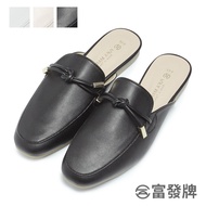 Fufa Shoes [Fufa Brand] Temperament Knotted Gold Jewelry Flat Mules Heelless Lazy Half Slippers Casual Commuter Women Sandals Leather