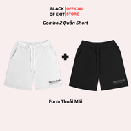 (Combo 2 Quần Short thun) EXIT-Signature Vải Da Cá dáng xuông thoải mái BLACK OFF EXIT Bản Nâng Cấp