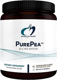 Designs for Health PurePea - 20g Vegan Pea Protein, Organic + Non-GMO Natural Drink Mix Powder Supplement, Chocolate (15 Servings / 450g)