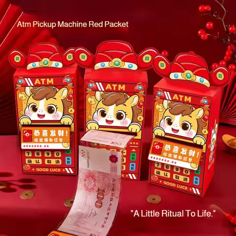 2026 Horse Year ATM Money Bag Cartoon Pony Red Envelope New Year God of Wealth Angpao Kids Gift