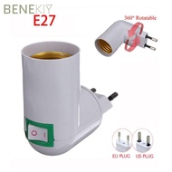 BENEKIY Screw Converter E27 Bulb With On/ Switch Adjustable PP To E27 Socket Converter
