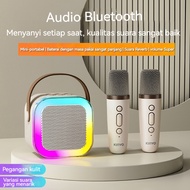 Portable Wireless Mini Bluetooth Speaker 2Mic 1 Set Karaoke Speaker Cute Wireless Outdoor KTV Mesin