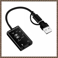 (WVCG) External Sound Card USB2.0 Type C Stereo Microphone Adapter USB Audio Sound Card Adapter Prof