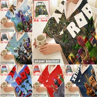 Roblox Flannel Snap-button Blanket, Multi-functional Flannel Shawl, Wearable for Office Use, Outdoor