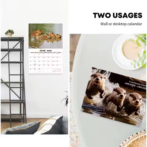 A3 Calendar 2026-2027 Capybara Themed English Planner 13 Months Wall Calendar 16x Different Capybara