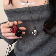 Asymmetric Silver Heart Necklace Korean DCT Heart Necklace