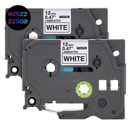 Label Tape Replacement for  P-Press TZe Label Tape 12mm 0.47 Inch Laminated 26.2 Feet Black on White