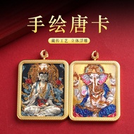 Sprinkled Gold Colorful Gold Thangka Past Present Present Life Amulet Green Tara Yellow God of Wealt