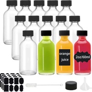 2Oz Small Clear Glass Bottles With Lids For Liquids Tiny Short Jars With Caps Mini Glass Juice Bottl