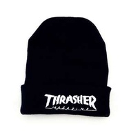 THRASHER FLAME BEANIE 刺繡毛帽LOGO 字體 針織  毛線帽黑