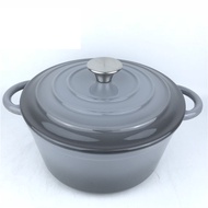 HY&amp; Full Constant Gray Enamel Pot24cmEnameled Cast-Iron Cookware Enamel Bouilli Binaural Flat Bottom a Cast Iron Pan Ind