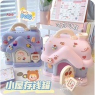 Cute Little House Shaped Savings Box for Children (with 2D + 3D sticker included) A4LE8