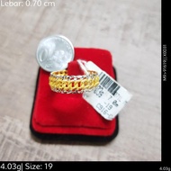 Emas916, Cincin Rt Coco Padu 0.7 cm Pd 8214 P454 19