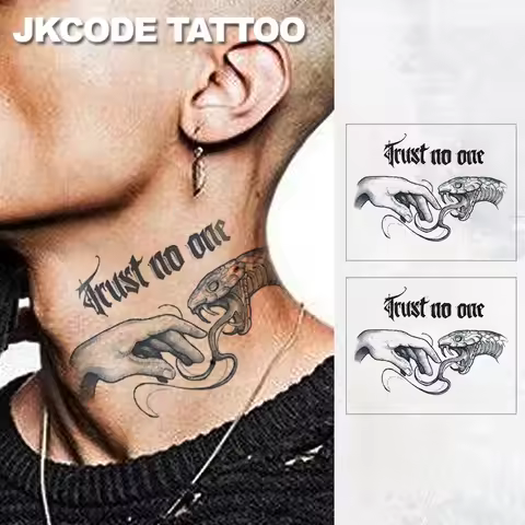 2 Pieces of "Trust No One" Venomous Snake and Me Dark Neck and Hand Rock Hip-Hop Cool Style Herbal T