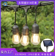 โซล่าเซลล์ ไฟ ระย้า โซล่าเซลล์ สายแพพลังงานแสงอาทิตย์ ไฟห้อย เกลียวE27 สาย15เมตร พร้อมหลอด15ชิ้นLED 