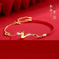 香港銀飾代購 HK 本命年 龍紅繩手鍊 半繩鍊 全紅繩 925純銀 如意貓