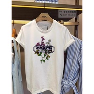 Coach/Kouchi New Women's Flower Pattern Printed T-shirt Short Sleeve