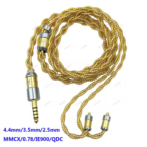 4.4mm 3.5mm 2.5mm 7N 4Cores Single Crystal Copper 18K Gold Plated Square Cores Upgrade Earphone Wire