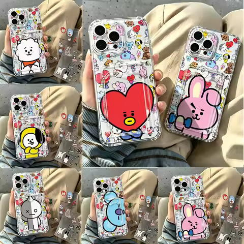 Card Hold Case For Xiaomi Redmi 13C 12C 10C 9A Note 14 13 12 11 Pro Plus 5G Anti-fall Clear Cover Cu