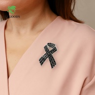 ALLGOODS Black Ribbon Pin, Rhinestone Crystal Awareness Funeral Ribbon Badge Brooch, Melanoma Cancer