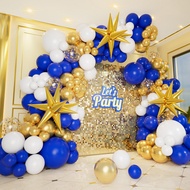 Bonropin 161pcs Royal Blue and Gold Balloons Arch Garland Kit with Explosion Star Balloons, 5/10/12/