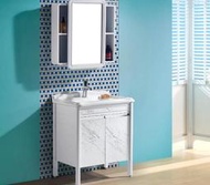 FUO衛浴:70公分 合金材質櫃體 陶瓷盆立式浴櫃組(含鏡櫃,龍頭) T9009-70