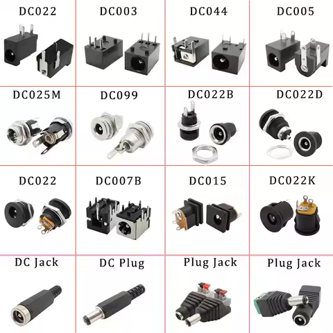 10Pcs/Lot DC Power Jack Female Connector 12V 5.5*2.1mm 3.5x1.3mm DC Male plug Charge socket Nut Pane