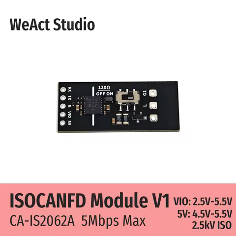 WeAct ISOCANFD Module V1 CA-IS2062A 5Mbps CAN FD Transceiver 2.5kV Isolation Board 2.5-5.5V I/O