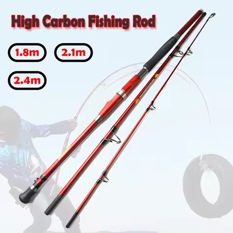 High Carbon Fiber Fishing Rod, 1.8m, 2.1m, 2.4m, Max Power 30kg, Slow Jigging Sea Boat, Spinning, 3 