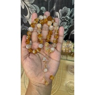Tasbih Batu Asli Sakura Agate & Whiskey Citrine
