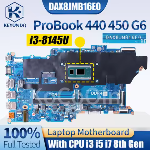 For HP ProBook 440 450 G6 Notebook Mainboard DAX8JMB16E0 L44883 L44884-601 L44885-601 L44881-601 I3 