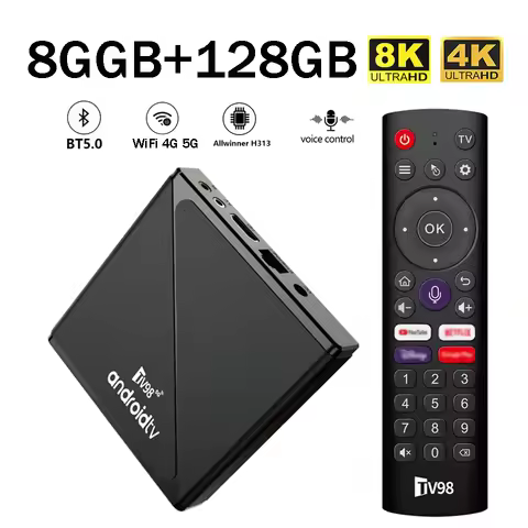 TV98 ATV Pro Smart TV Box Android 14 Voice Control Allwinner H313 Wifi 4G 5G HDR10 BT 5.0 8GB 128GB 