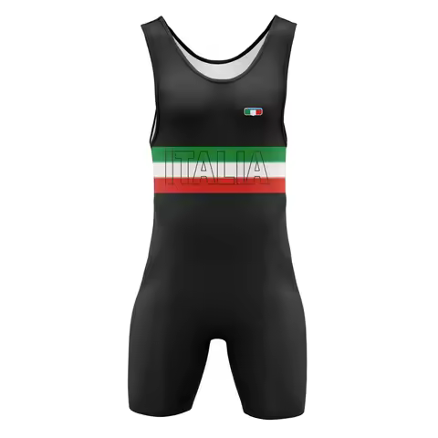 ITALIA Wrestling Singlet Suit Men's Sleeveless One Piece Bodysuit Tummy Control Wear Boxing Iron Tri