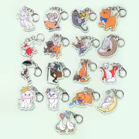 1/17Pcs Disney The Aristocats Marie Cat Keychain Accessories Acrylic Charms Pendant For Funny Bag Ke