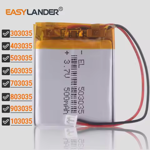 JST1.25 2P 503035 500mAh 3.7V 403035 303035 603035 703035 803035 903035 103035 Rechargeable Lithium 