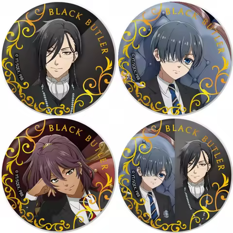 58mm Anime Black Butler Sebastian Michaelis Ciel Soma Cosplay COSTUME Badge Pin SPTE Tinplate Brooch