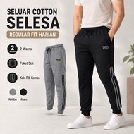 T90 Seluar Jogger Cotton Panjang Regular Fit 1379 Track Pants Sukan Casual Kaki Rib cekak kaki train