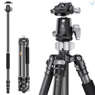 Ecswsg)K&amp;F CONCEPT Carbon Fiber Camera Tripod Stand Monopod with Flexible Ballhead 172cm/67.7in Max. Height 12kg Load Capacity Low Angle Photography Travel Tripod with Carrying Bag