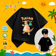 White Kids T-shirt Boys Clothing 100% Cotton Dragonite Graphic Branded OOTD Outfit