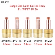 2Pcs 1.0/1.6/2.4/3.2/4.0mm Large Gas Lens Collet Body 45V0204 45V116 45V64 995795 45V63 For TIG WP17