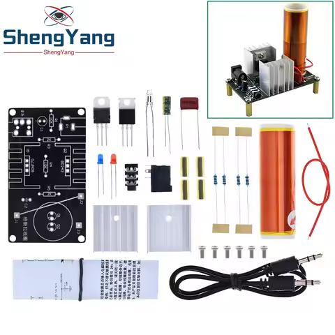 1 Set DC 15-24V Mini Tesla Coil Kit 15W Mini Music Tesla Coil Plasma Speaker Tesla Wireless Transmis